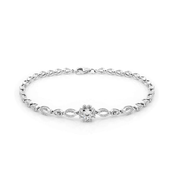 Lắc tay vàng trắng 18K gắn đá CZ DOJI AFBM200552D2CZ1