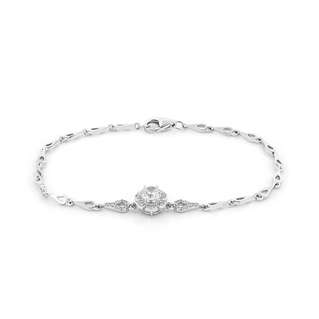 Lắc tay vàng trắng 18K gắn đá CZ DOJI AFBM300414D2CZ1 