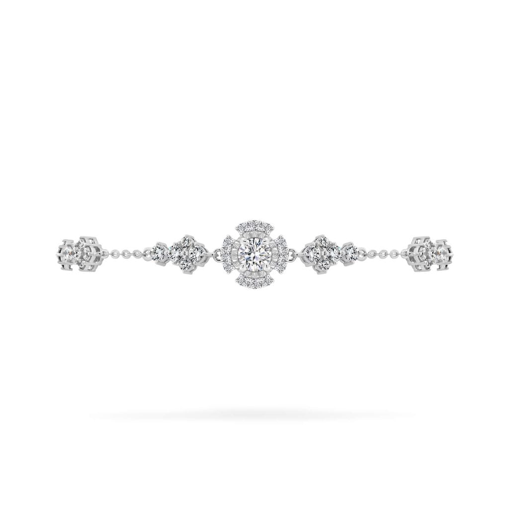 Lắc tay vàng trắng 18K gắn đá CZ DOJI AFBM300543D2CZ1 