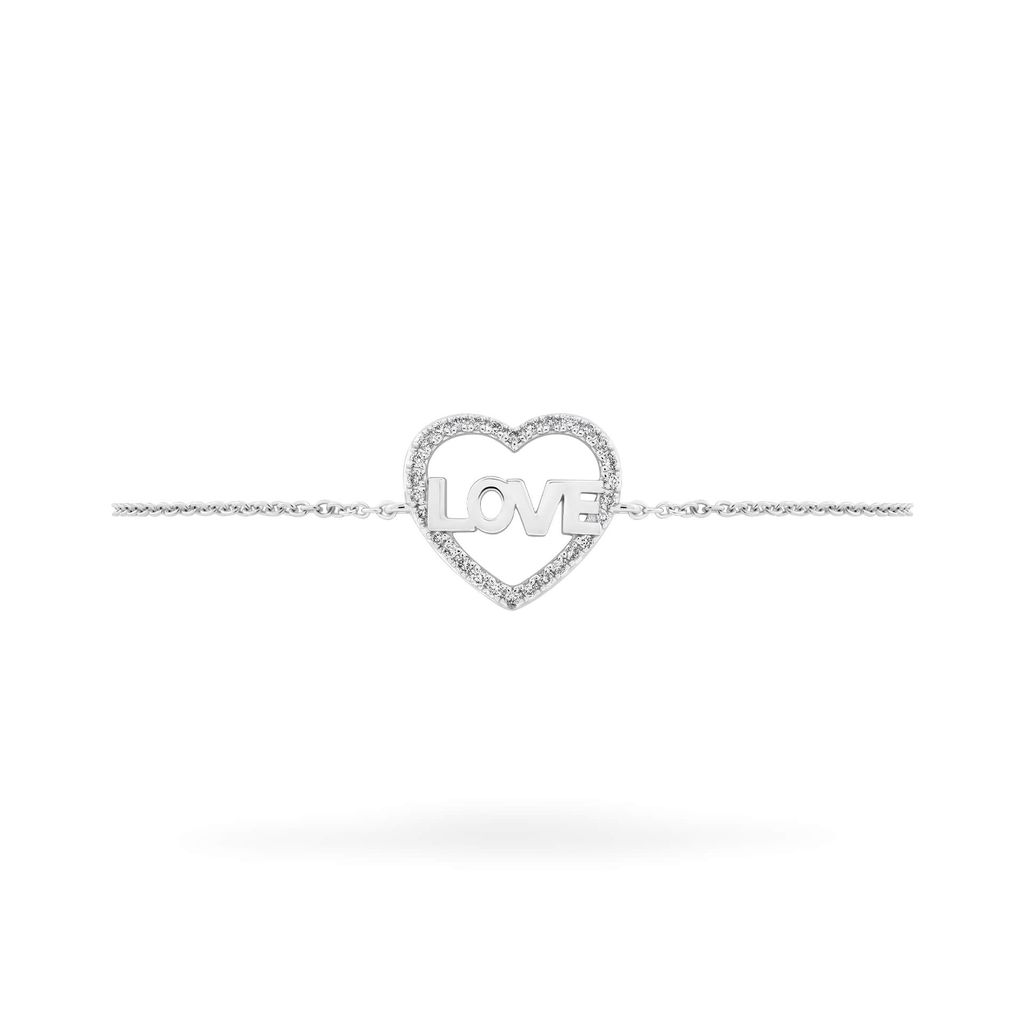 Lắc tay vàng trắng 14K gắn kim cương DOJI AFBR400164F2DA1 