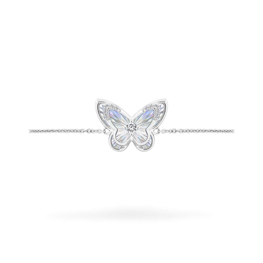 Lắc tay vàng trắng 14K gắn kim cương DOJI AFBR400219F2DA1 