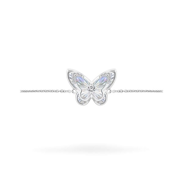 Lắc tay vàng trắng 14K gắn kim cương DOJI AFBR400219F2DA1