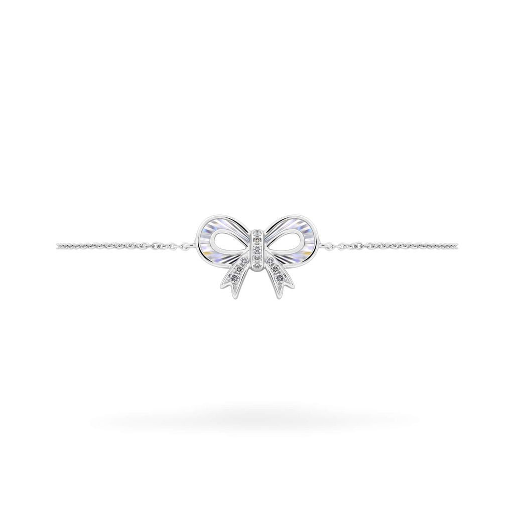 Lắc tay vàng trắng 14K gắn kim cương DOJI AFBR400226F2DA1 