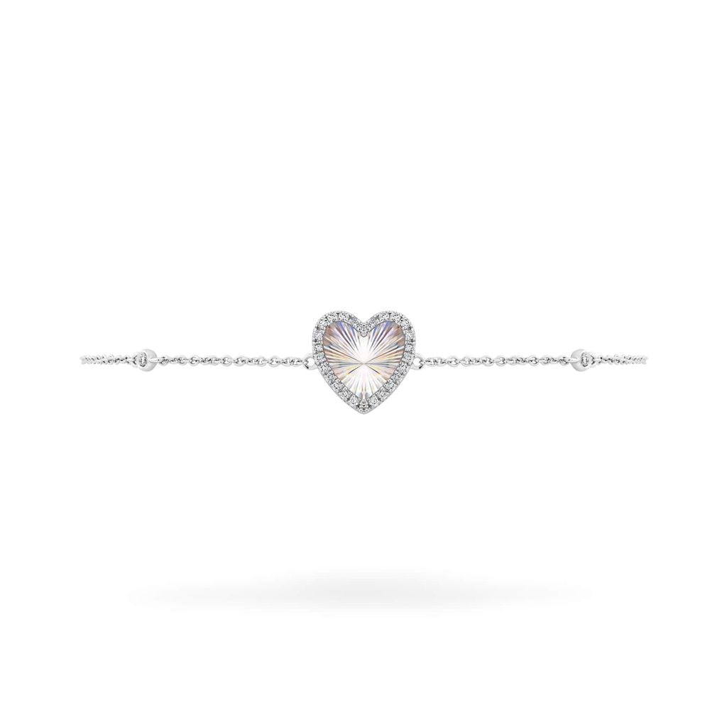 Lắc tay vàng trắng 14K gắn kim cương DOJI AFBR400232F2DA1 