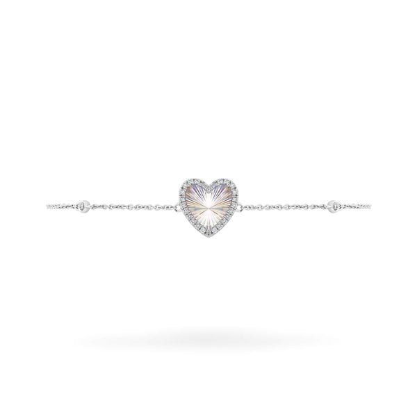 Lắc tay vàng trắng 14K gắn kim cương DOJI AFBR400232F2DA1