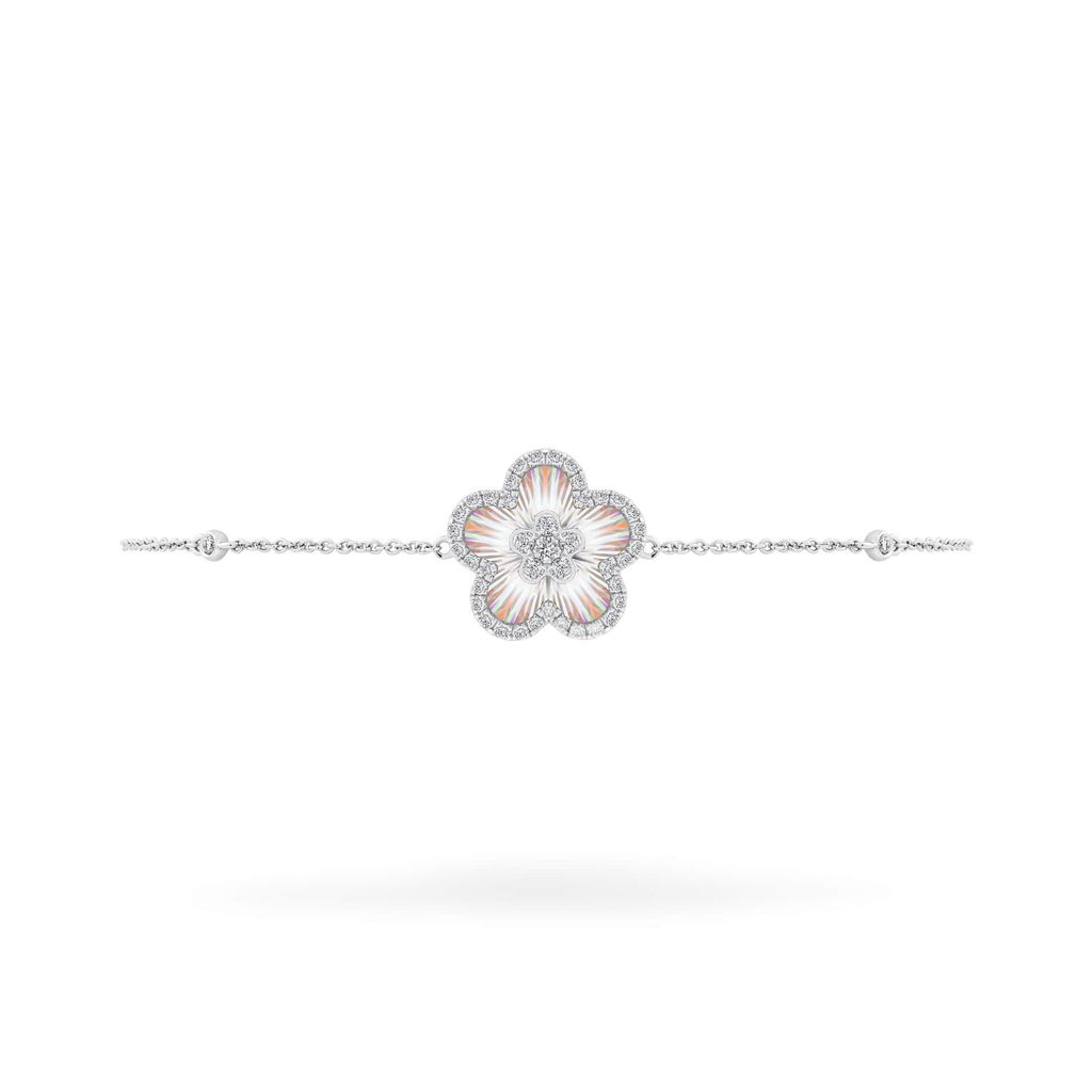 Lắc tay vàng trắng 14K gắn kim cương DOJI AFBR400234F2DA1 