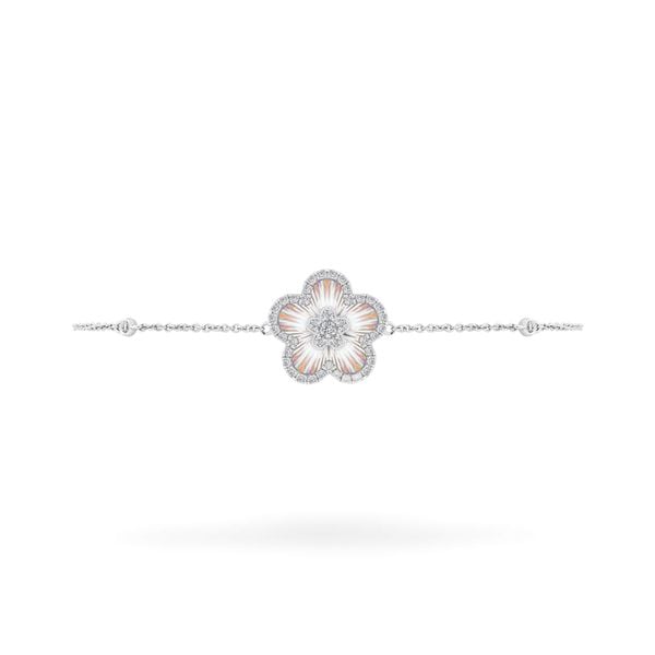 Lắc tay vàng trắng 14K gắn kim cương DOJI AFBR400234F2DA1