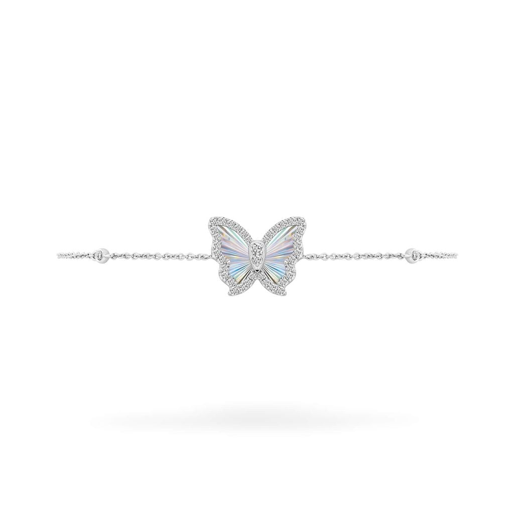 Lắc tay vàng trắng 14K gắn kim cương DOJI AFBR400235F2DA1 