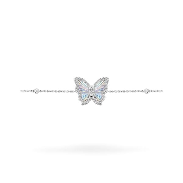 Lắc tay vàng trắng 14K gắn kim cương DOJI AFBR400235F2DA1