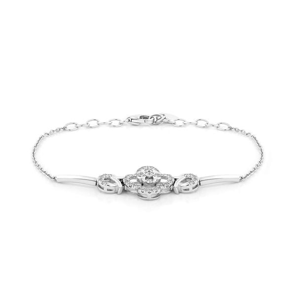 Lắc tay vàng trắng 14K gắn kim cương DOJI AFBR600040F2DA1