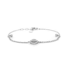 Lắc tay vàng trắng 14K gắn kim cương DOJI AFBR600045F2DA1