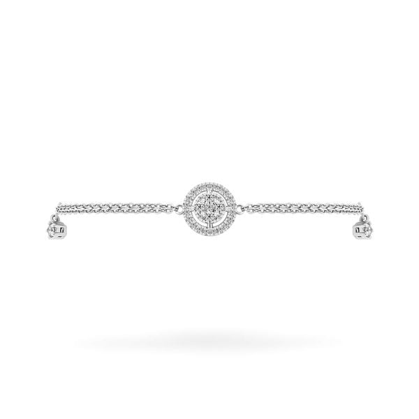 Lắc tay vàng trắng 14K gắn kim cương DOJI AFBR600045F2DA1