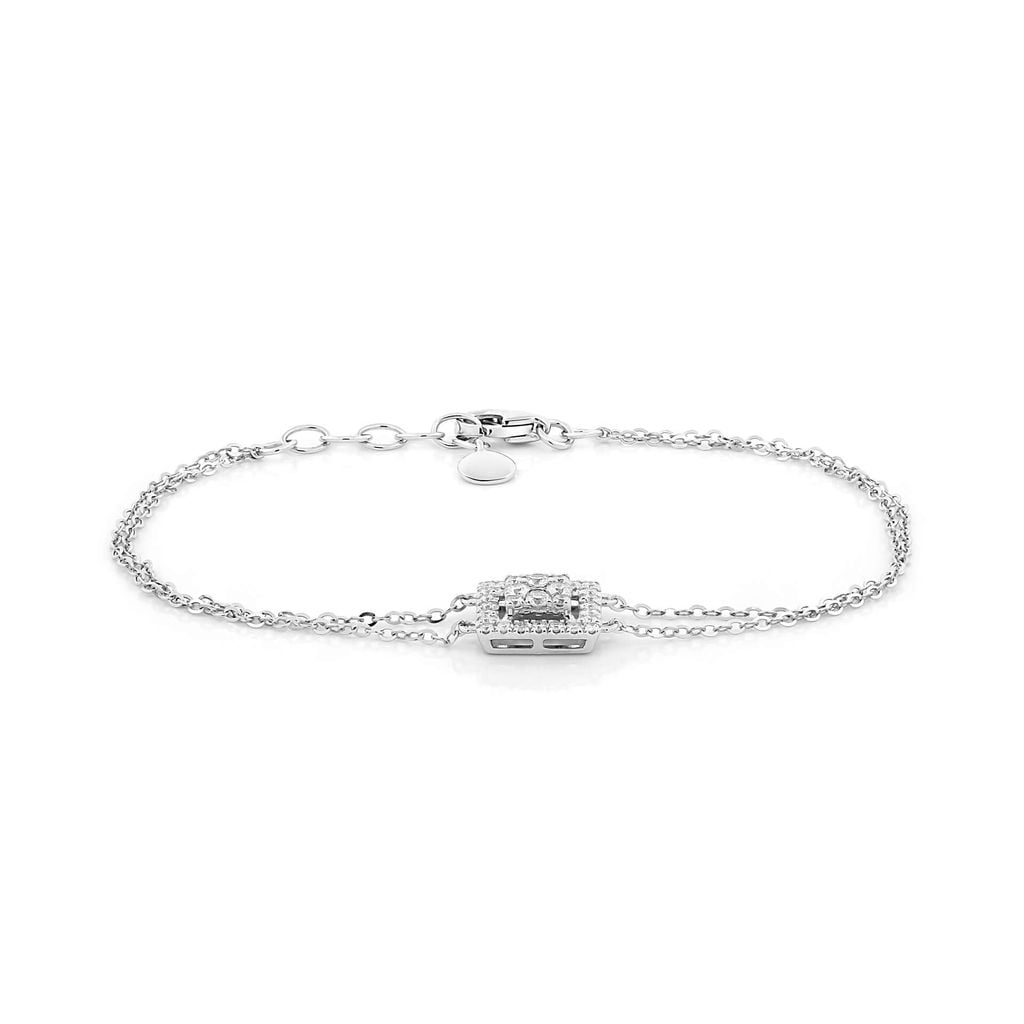 Lắc tay vàng trắng 14K gắn kim cương DOJI AFBR600049F2DA1 