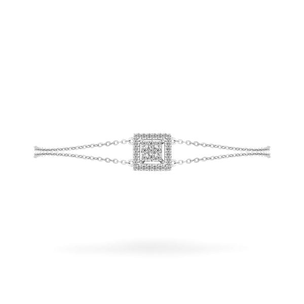 Lắc tay vàng trắng 14K gắn kim cương DOJI AFBR600049F2DA1