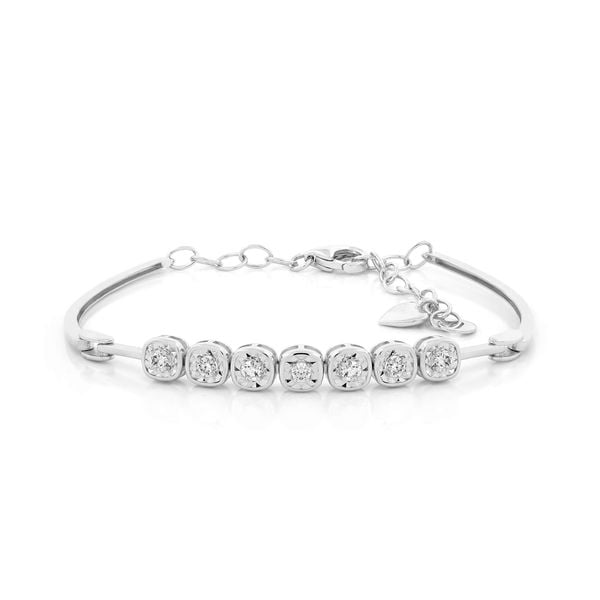 Lắc tay vàng trắng 14K gắn kim cương DOJI AFBR600114F2DA1