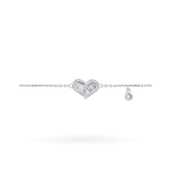 Lắc tay vàng trắng 14K gắn kim cương DOJI AFBR700092F2DA1