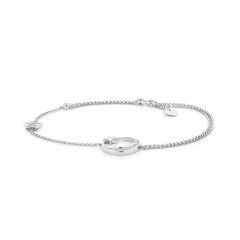 Lắc tay vàng trắng 14K gắn kim cương DOJI AFBR800034F2DA1