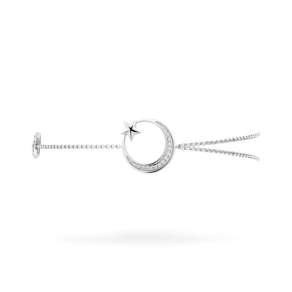 Lắc tay vàng trắng 14K gắn kim cương DOJI AFBR800034F2DA1