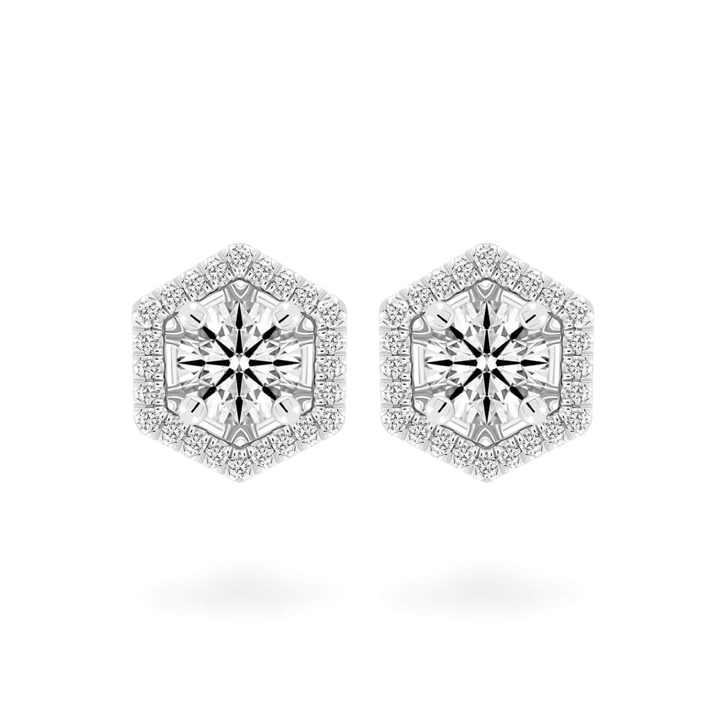 Hoa tai vàng trắng 14K gắn kim cương DOJI AFEB000018F2HA1 