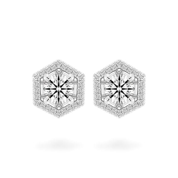 Hoa tai vàng trắng 14K gắn kim cương DOJI AFEB000018F2HA1