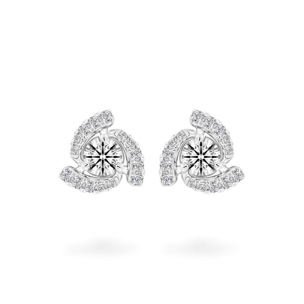 Hoa tai vàng trắng 14K gắn kim cương DOJI AFEB000032F2HA1 