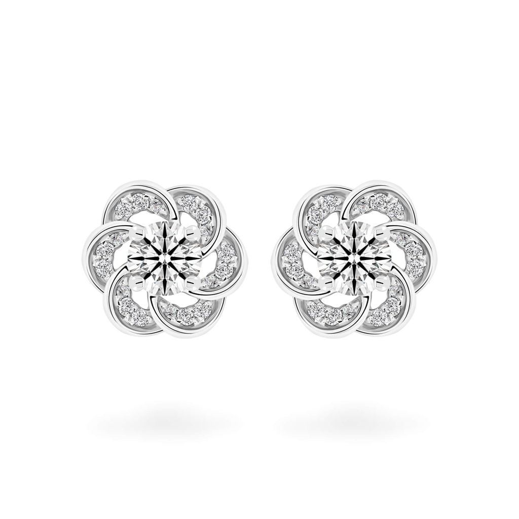 Hoa tai vàng trắng 14K gắn kim cương DOJI AFEB000109F2HA1 