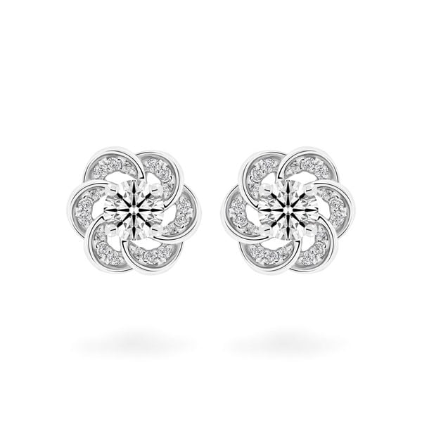 Hoa tai vàng trắng 14K gắn kim cương DOJI AFEB000109F2HA1