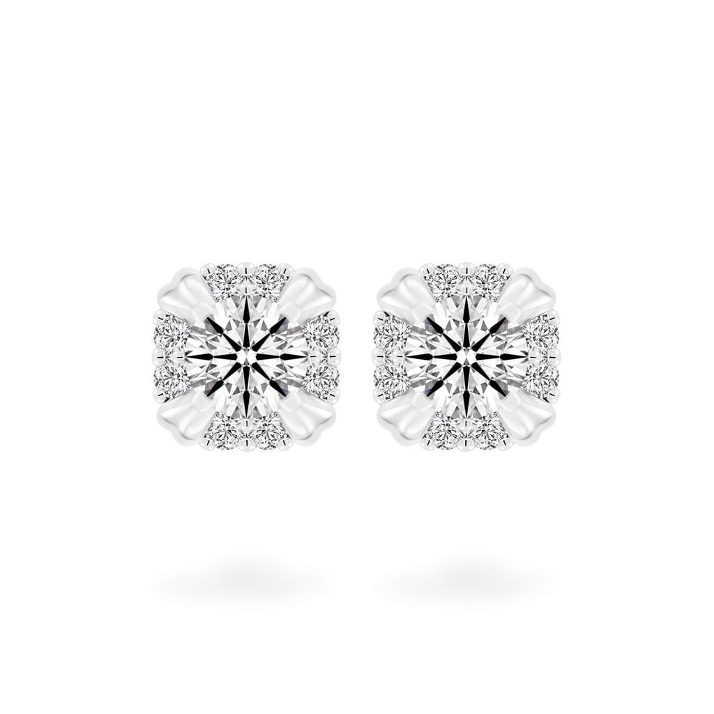 Hoa tai vàng trắng 14K gắn kim cương DOJI AFEB002135F2HA1 