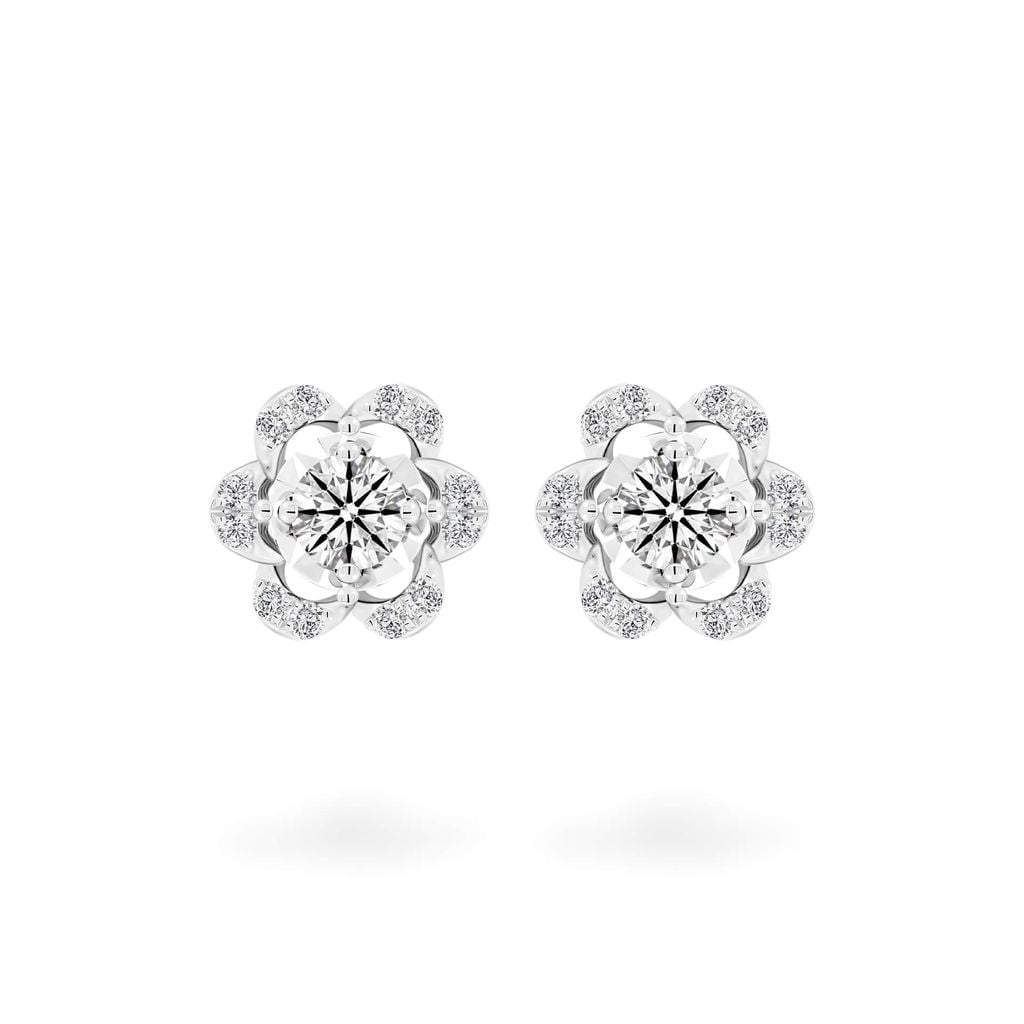 Hoa tai vàng trắng 14K gắn kim cương DOJI AFEB002185F2HA1 
