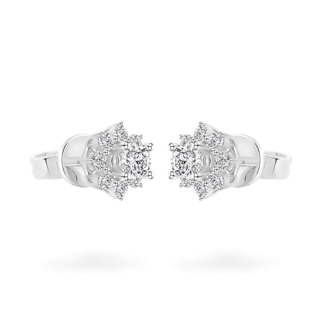 Hoa tai vàng trắng 14K gắn kim cương DOJI AFEB100010F2HA1 