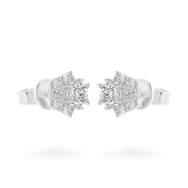 Hoa tai vàng trắng 14K gắn kim cương DOJI AFEB100010F2HA1