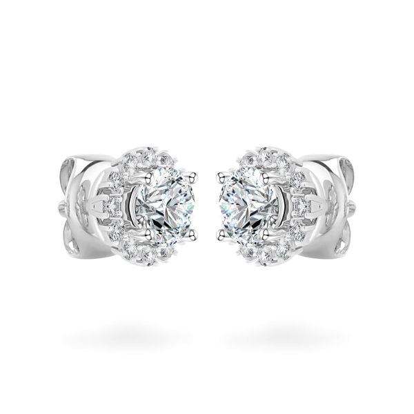 Hoa tai vàng trắng 14K gắn kim cương DOJI AFEB100011F2HA1