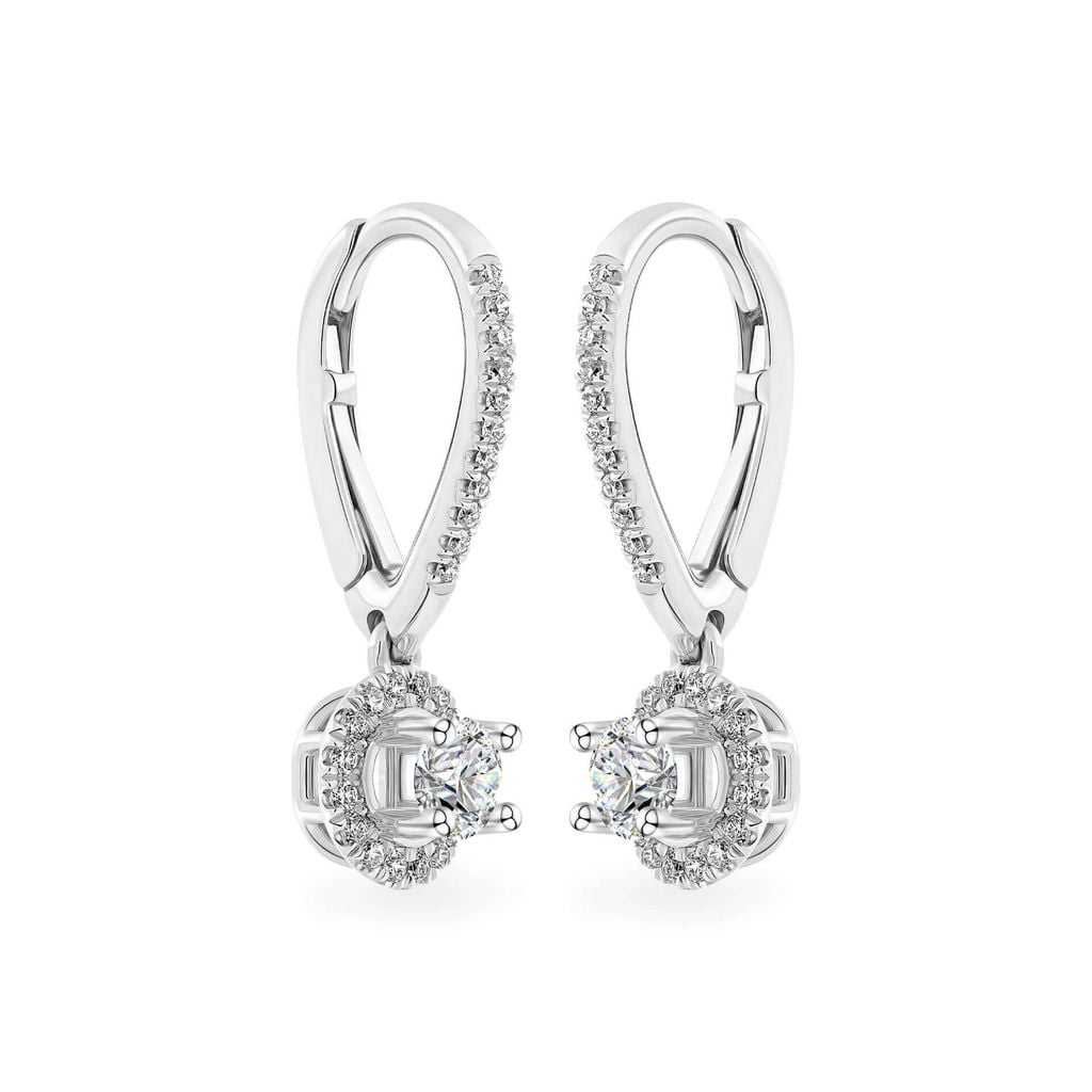 Hoa tai vàng trắng 14K gắn kim cương DOJI AFEB100012F2HA1 