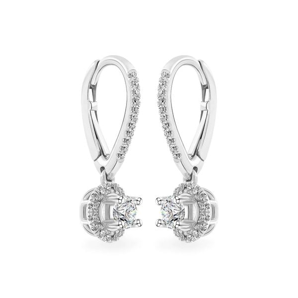 Hoa tai vàng trắng 14K gắn kim cương DOJI AFEB100012F2HA1