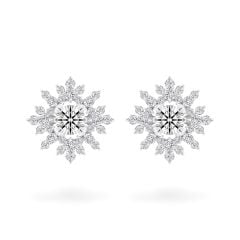 Hoa tai vàng trắng 14K gắn kim cương DOJI AFEB100015F2HA1