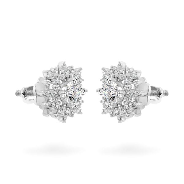 Hoa tai vàng trắng 14K gắn kim cương DOJI AFEB100015F2HA1