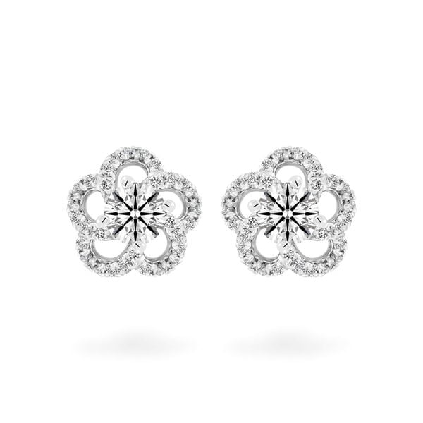 Hoa tai vàng trắng 14K gắn kim cương DOJI AFEB100016F2HA1