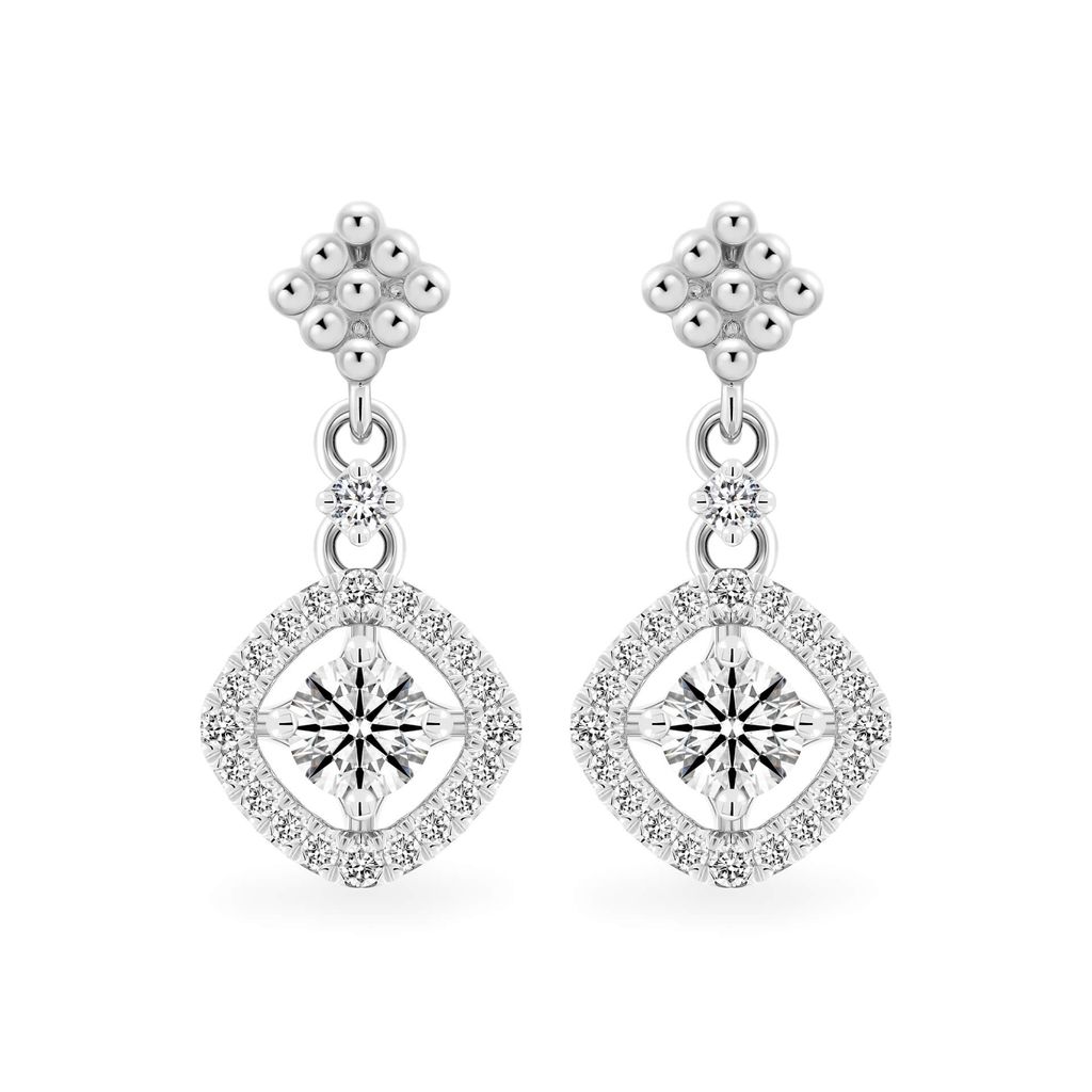 Hoa tai vàng trắng 14K gắn kim cương DOJI AFEB100021F2HA1 