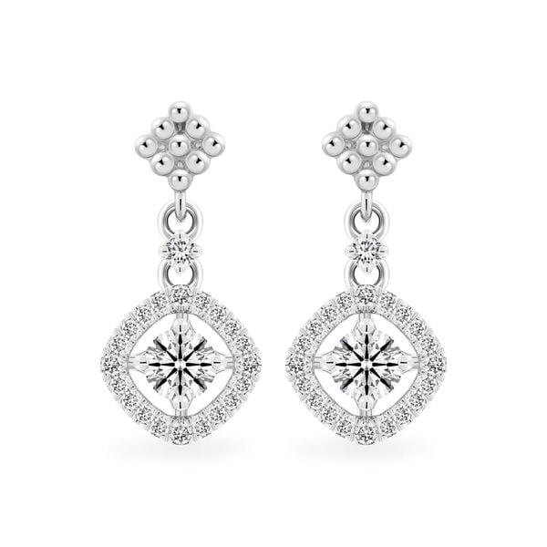 Hoa tai vàng trắng 14K gắn kim cương DOJI AFEB100021F2HA1