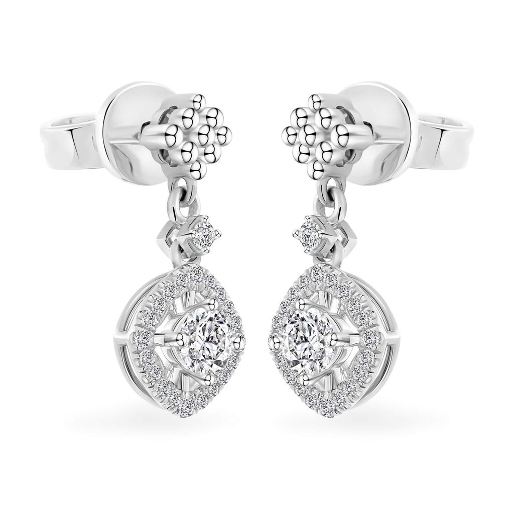 Hoa tai vàng trắng 14K gắn kim cương DOJI AFEB100021F2HA1 