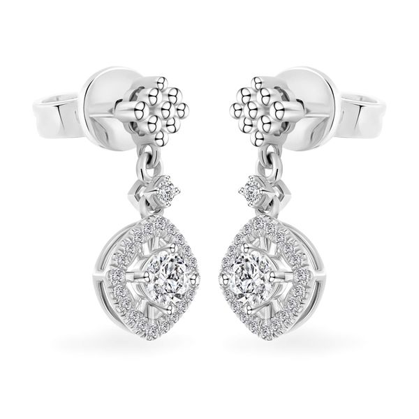 Hoa tai vàng trắng 14K gắn kim cương DOJI AFEB100021F2HA1