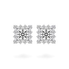 Hoa tai vàng trắng 14K gắn kim cương DOJI AFEB100024F2HA1