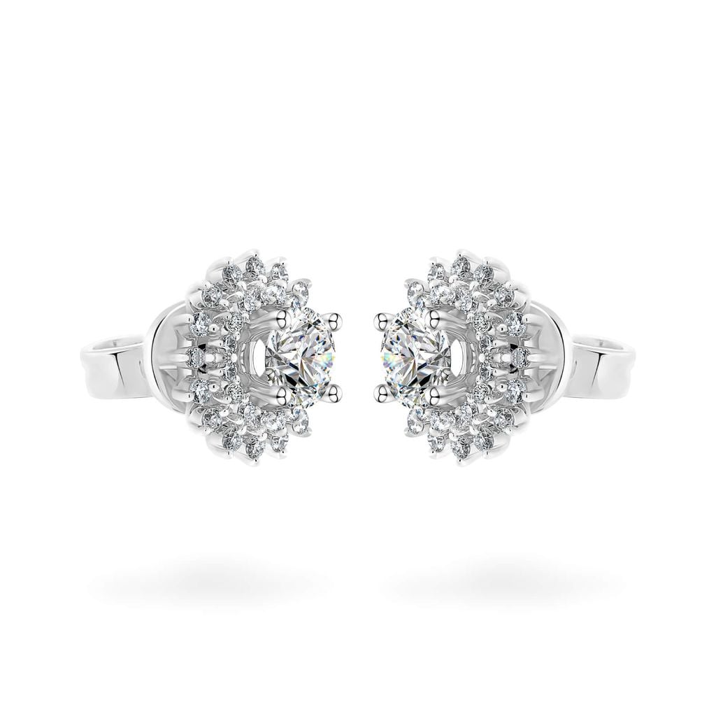 Hoa tai vàng trắng 14K gắn kim cương DOJI AFEB100026F2HA1 