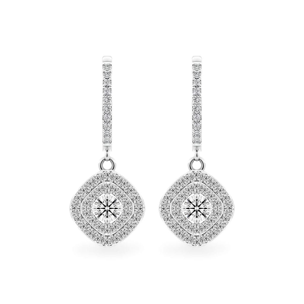 Hoa tai vàng trắng 14K gắn kim cương DOJI AFEB100028F2HA1 