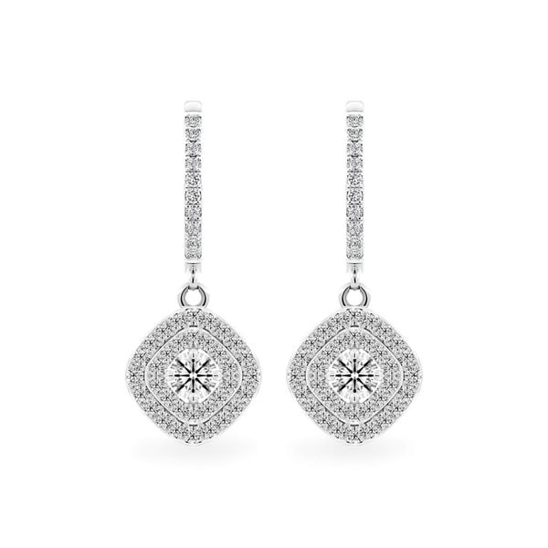 Hoa tai vàng trắng 14K gắn kim cương DOJI AFEB100028F2HA1