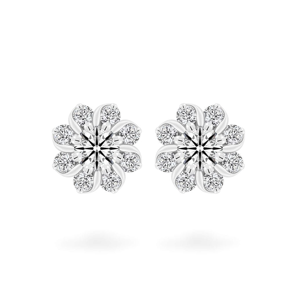 Hoa tai vàng trắng 14K gắn kim cương DOJI AFEB100031F2HA1 