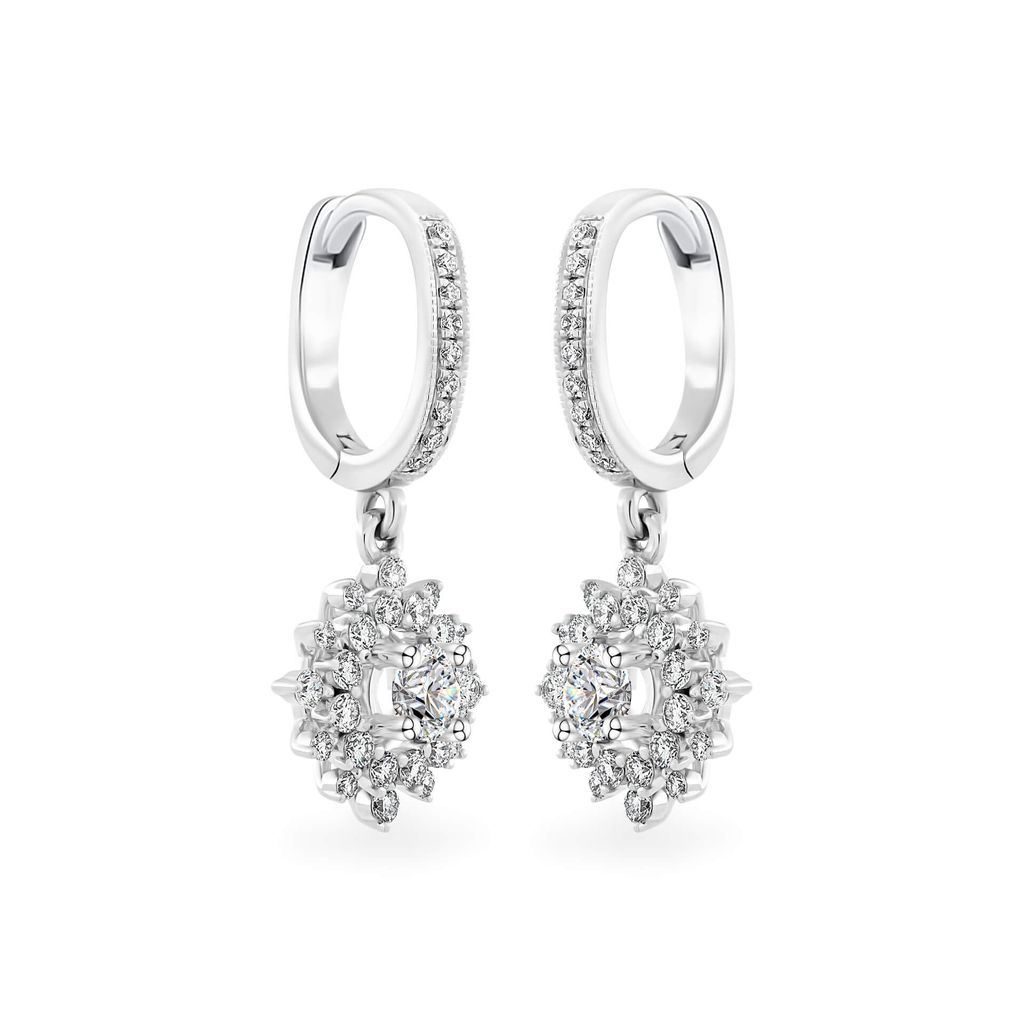 Hoa tai vàng trắng 14K gắn kim cương DOJI AFEB100034F2HA1 