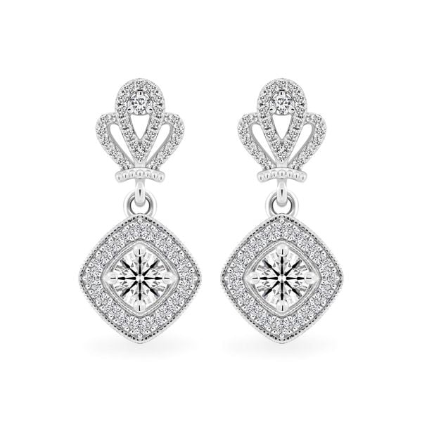 Hoa tai vàng trắng 14K gắn kim cương DOJI AFEB100063F2HA1