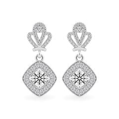 Hoa tai vàng trắng 14K gắn kim cương DOJI AFEB100063F2HA1