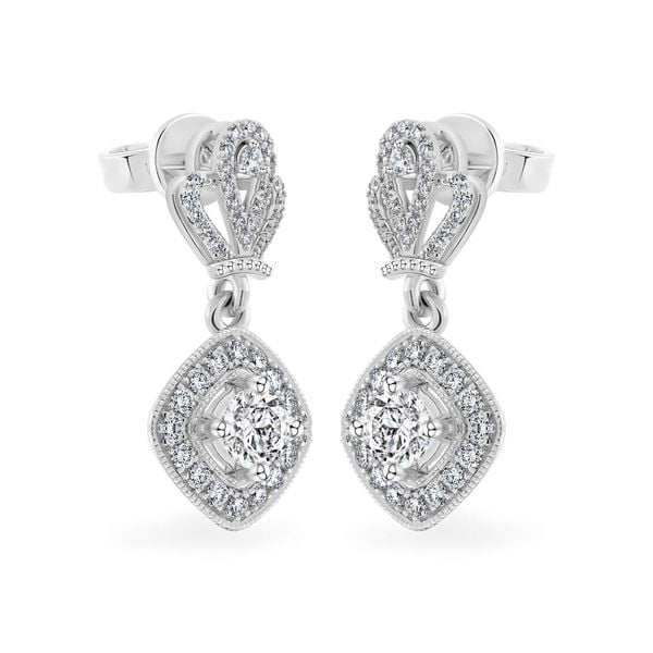 Hoa tai vàng trắng 14K gắn kim cương DOJI AFEB100063F2HA1